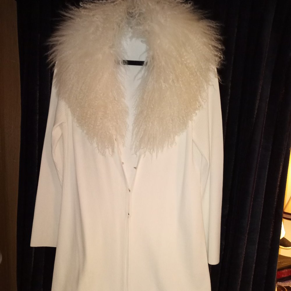 Bellini Cardigan Sweater with button fur collar XL